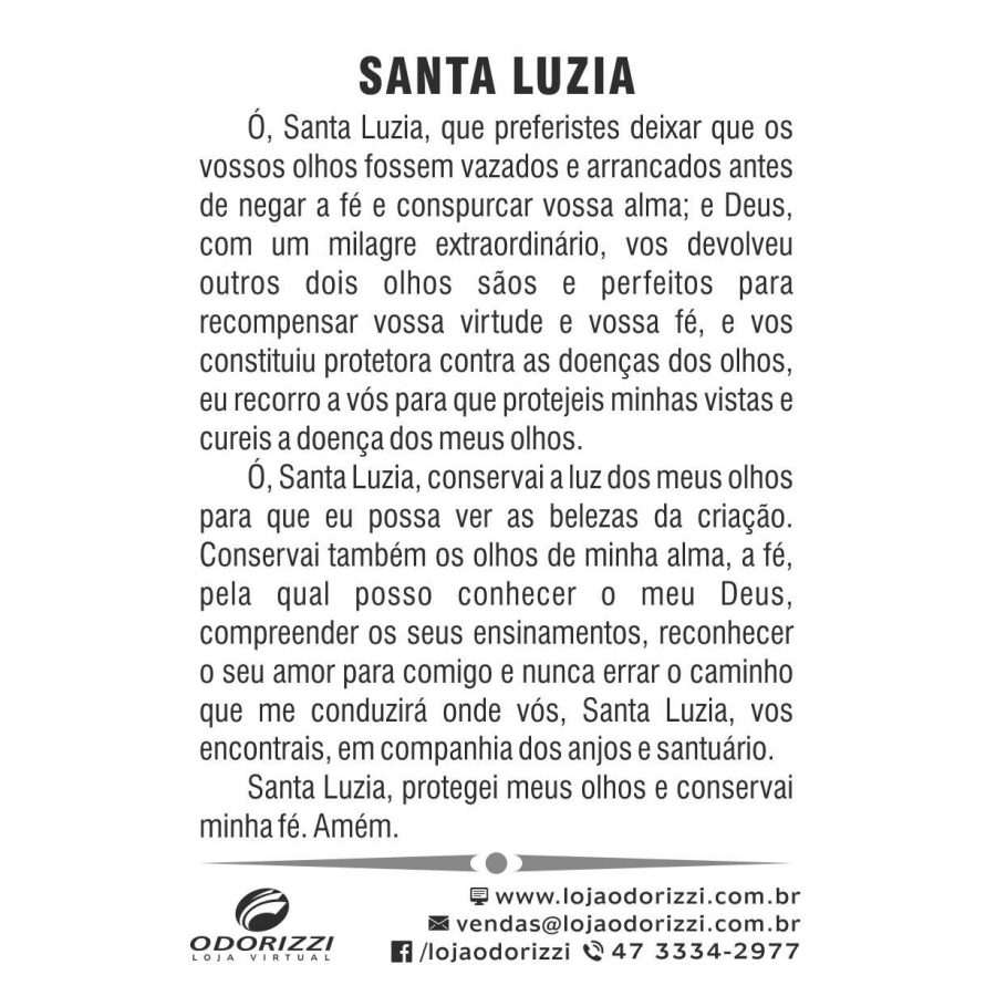 Santinho Santa Luzia - 200 unid