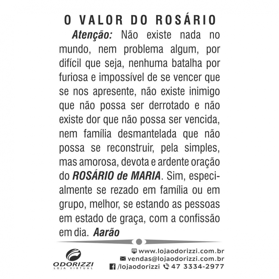 Santinho O Valor do Rosï¿½rio - 100 unid