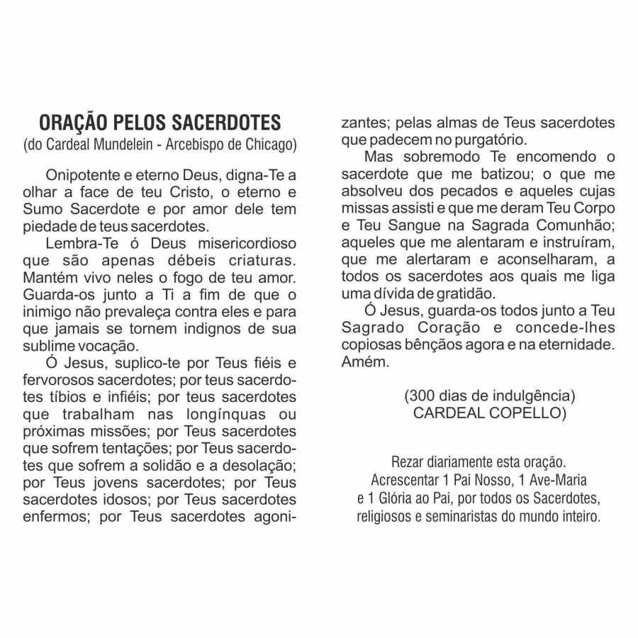 ORA��O PELOS SACERDOTES - 100 unid