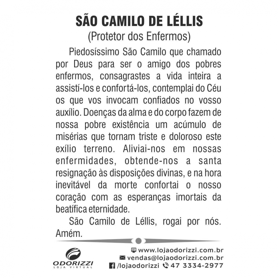 Santinho Sï¿½o Camilo de Lellis - 200 unid