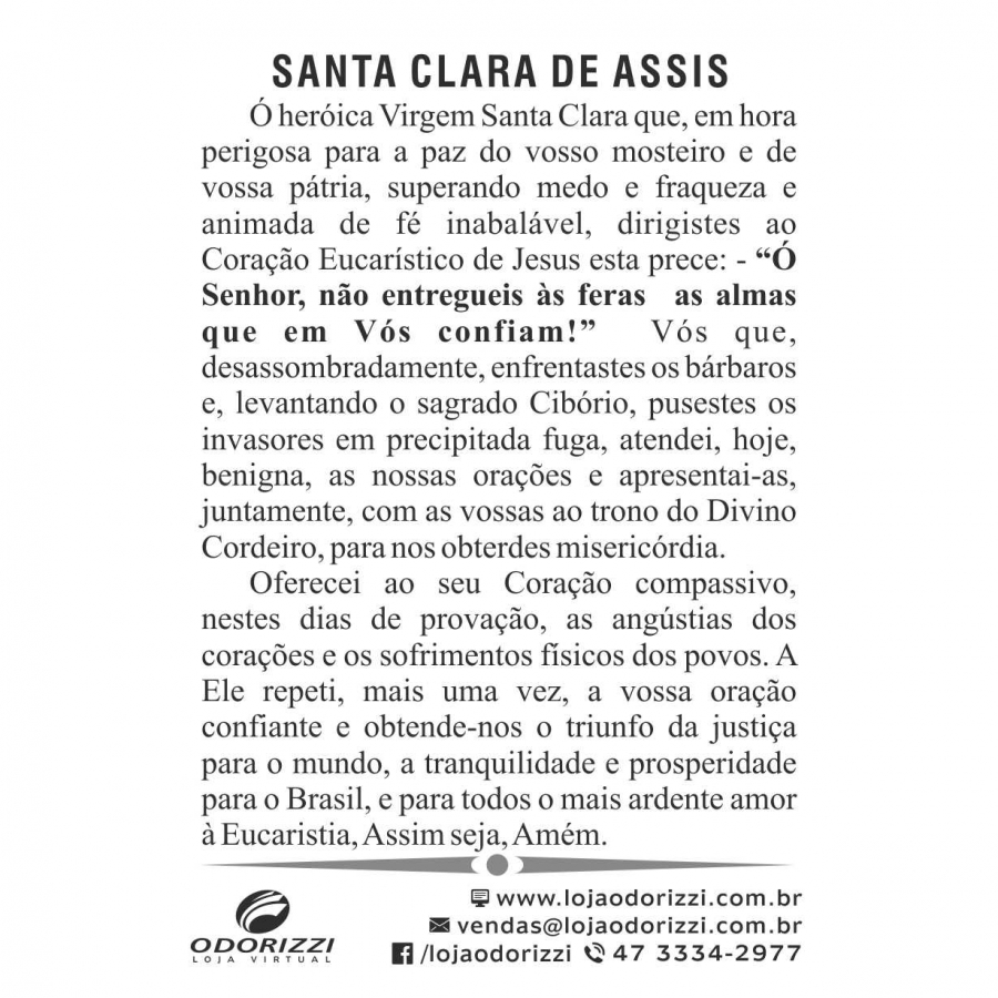 Santinho Santa Clara de Assis - 200 unid