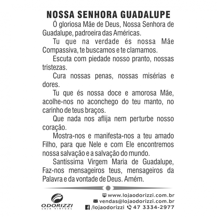 Santinho Nossa Senhora Guadalupe - 200 unid