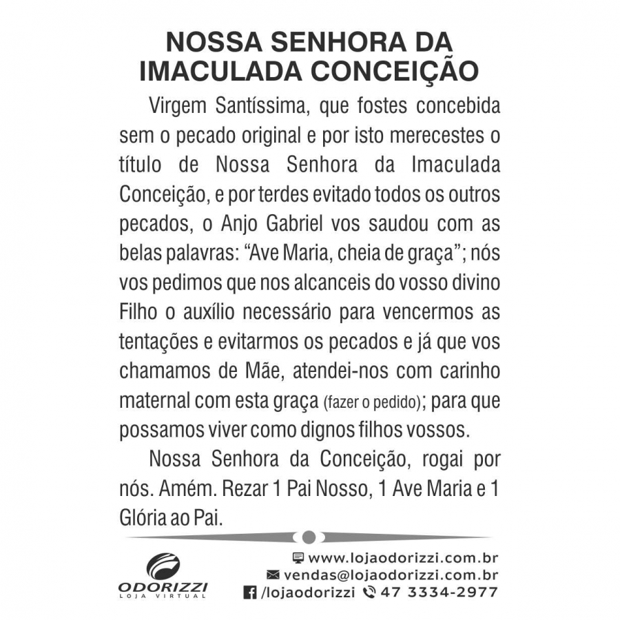 SANTINHO NOSSA SENHORA DA IMACULADA CONCEI��O - 200 unid