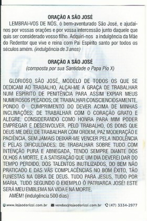 SANTINHO SAO JOSE OPERARIO DE BOLSO 200 UNIDADES